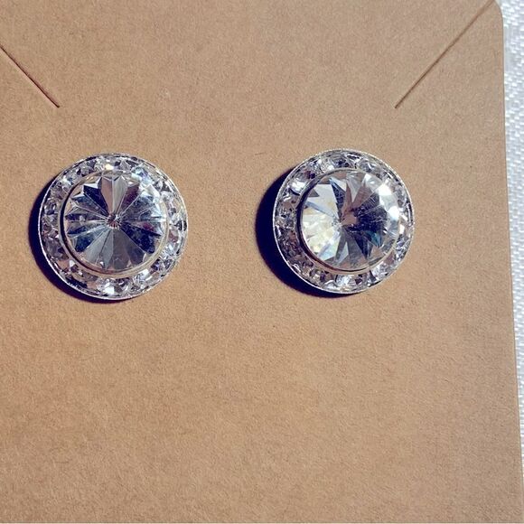 Vintage Rivoli Crystal Earrings Set of 2 Pierced Stud & Drop Dangle Gorgeous - Picture 2 of 4